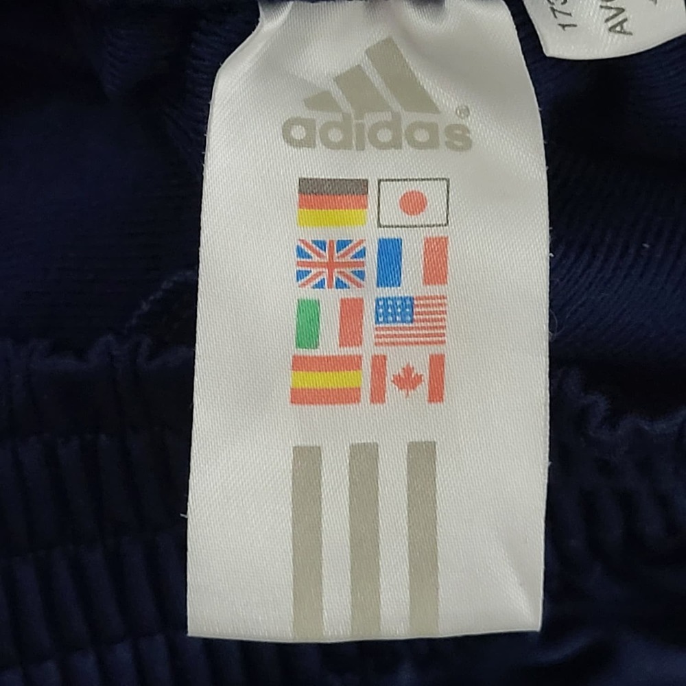 Vintage Adidas Track Pants Navy Blue Sz L Snap Button Sides Stripes Athletic Y2K - Picture 12 of 16
